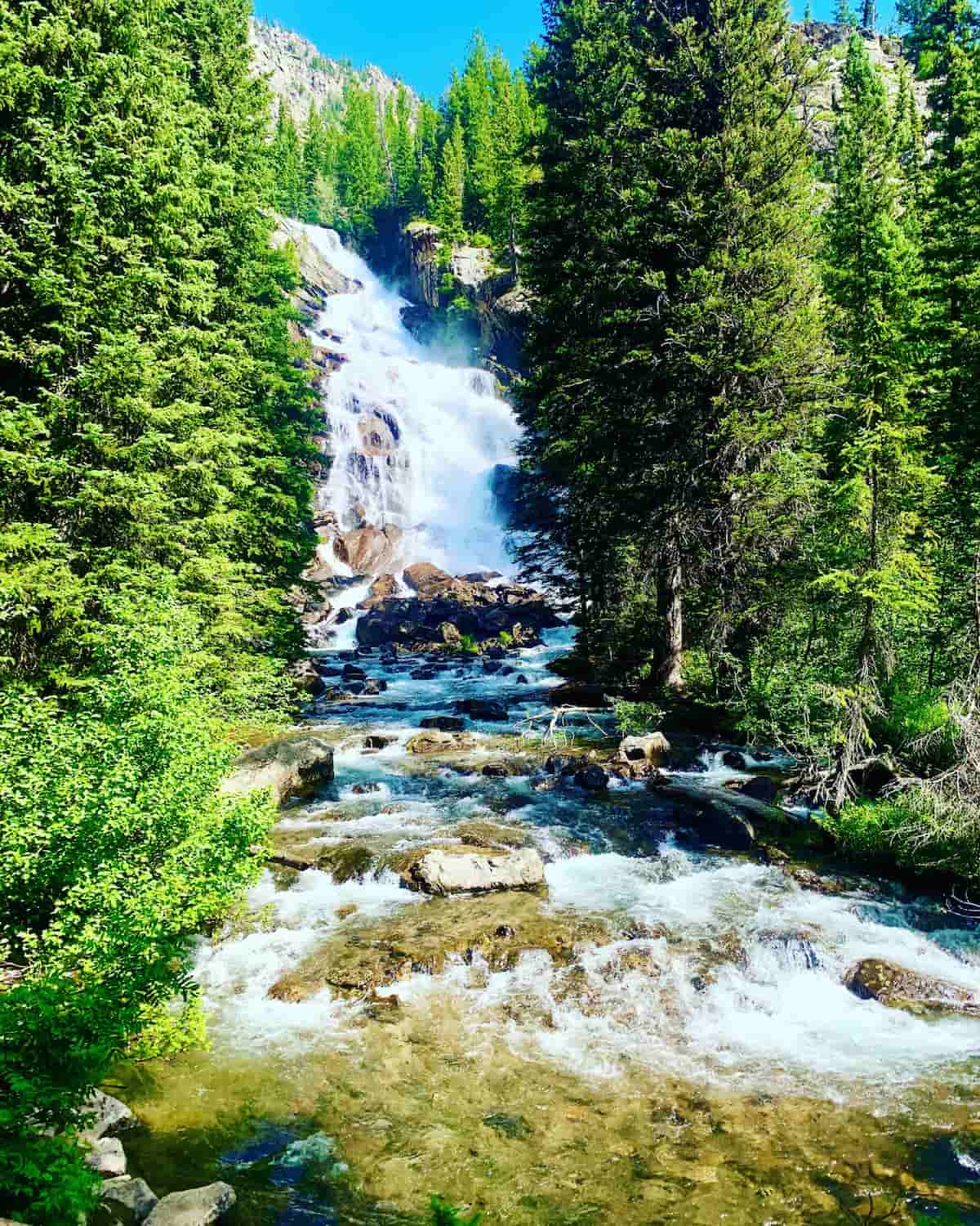 Hidden Falls along the Cascade Canyon Trail in Grand Teton National Park in Wyoming