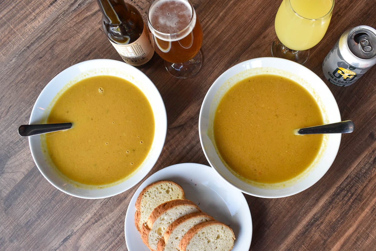 Aerial view of soup at The Soup Company in Vik, Iceland