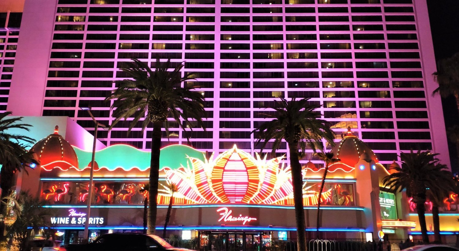 Front Entrance of Flamingo Las Vegas, Flamingo is a hotel and