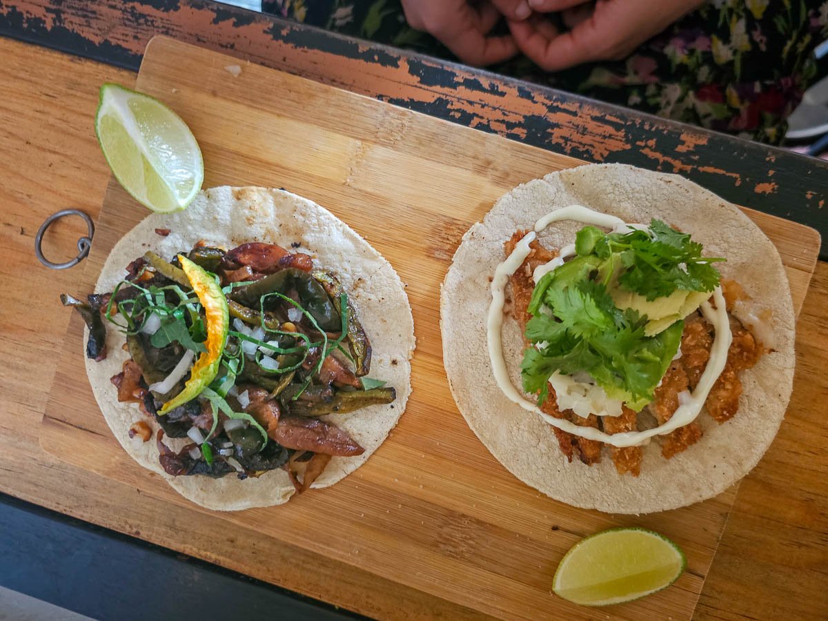 Aerial view of tacos in Oaxaca, Mexico