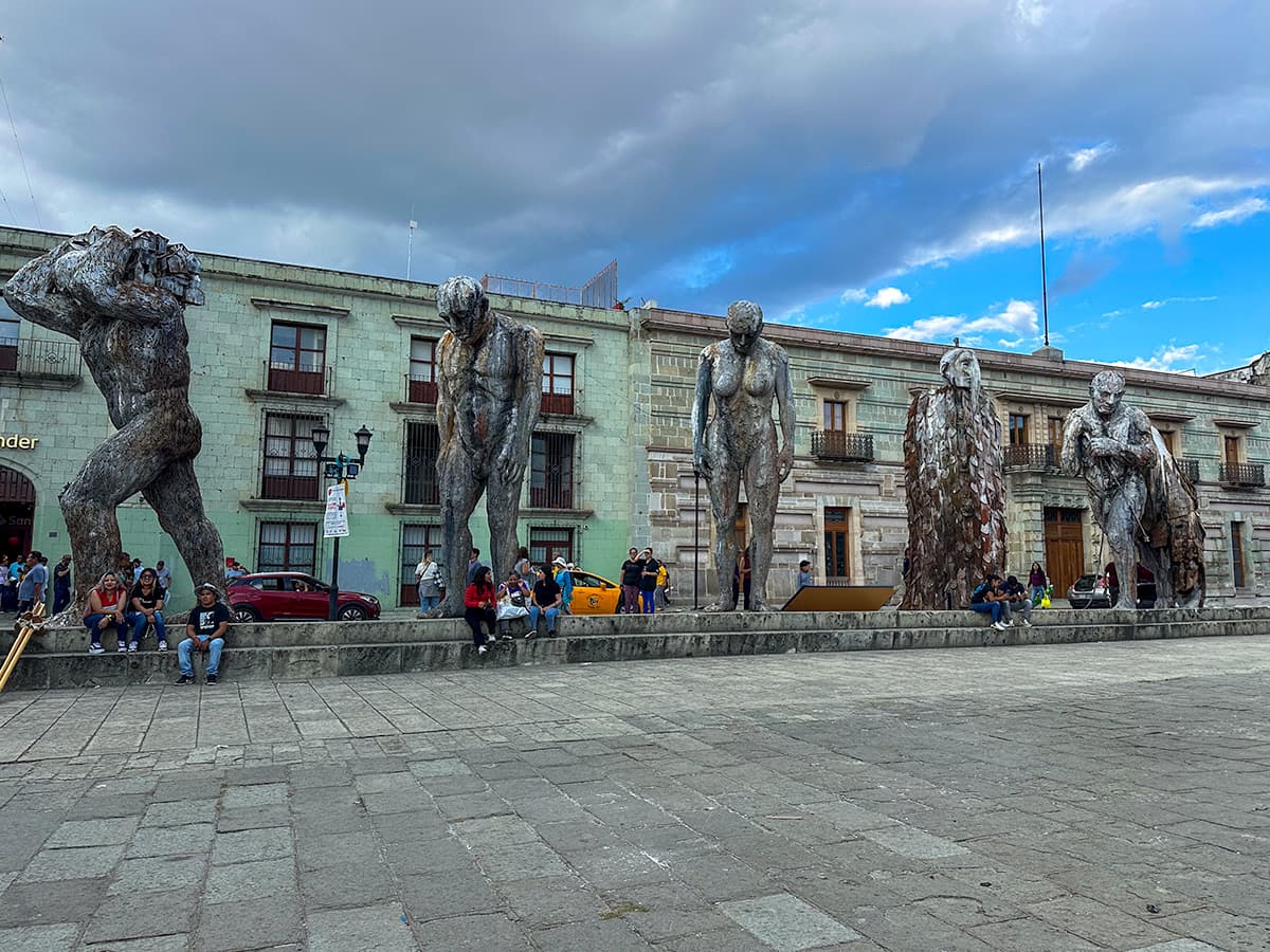 Statues near Zocalo in Oaxaca, Mexico