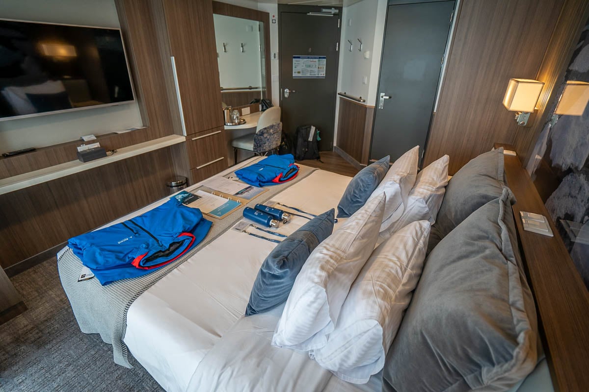Cabin on a cruise ship for Aurora Expeditions
