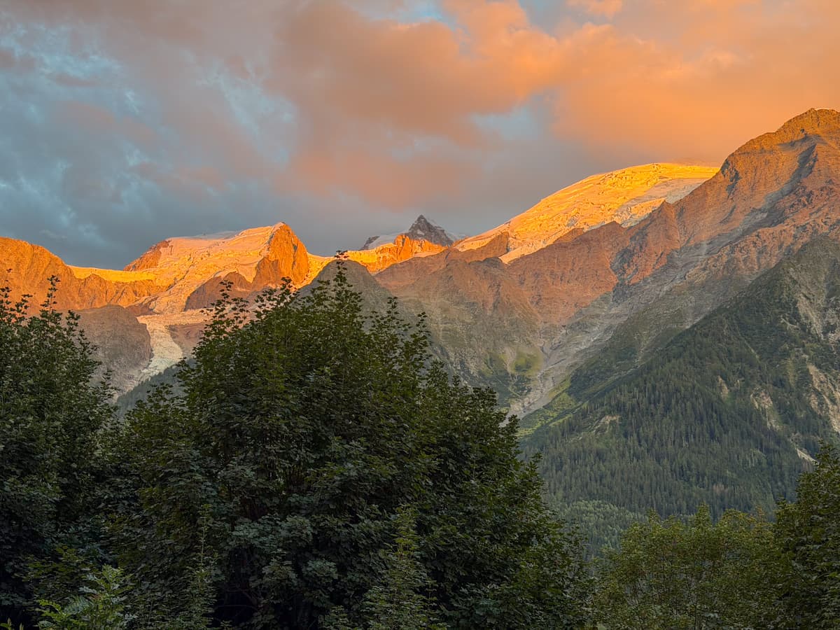 Alpine glow on Mont Blanc from Les Houches, France