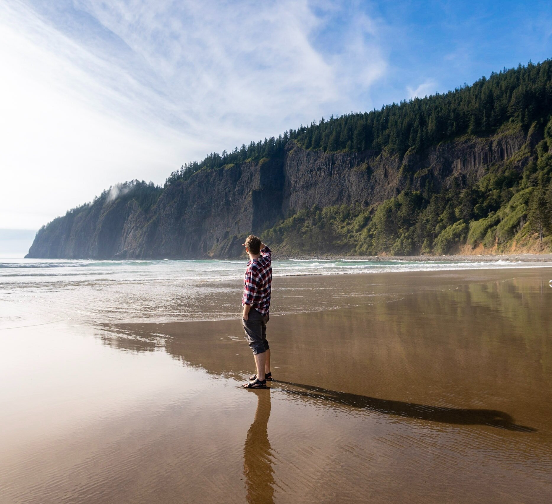 Picking Stone, Manzanita, Tillamook County, Oregon, USA - Stock